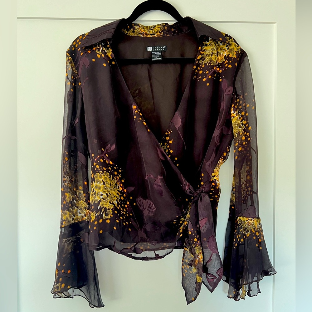Silk Wrap Blouse with Tie knot, Medium